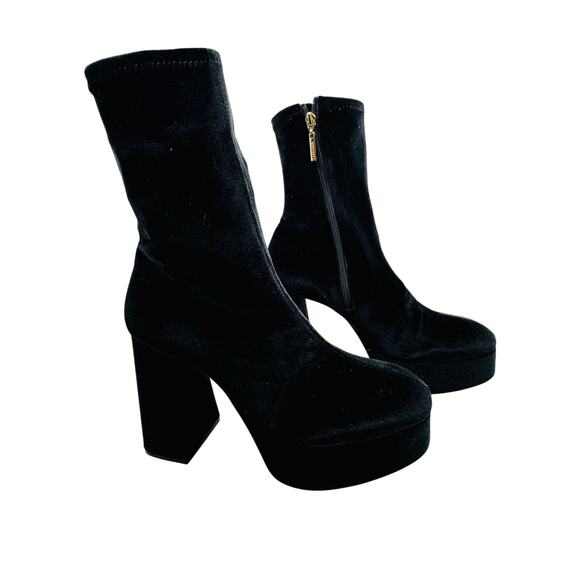 Larroudé Dolly retro Y2K Stretch Boot In Black Velvet Sz 10 - Picture 13 of 14